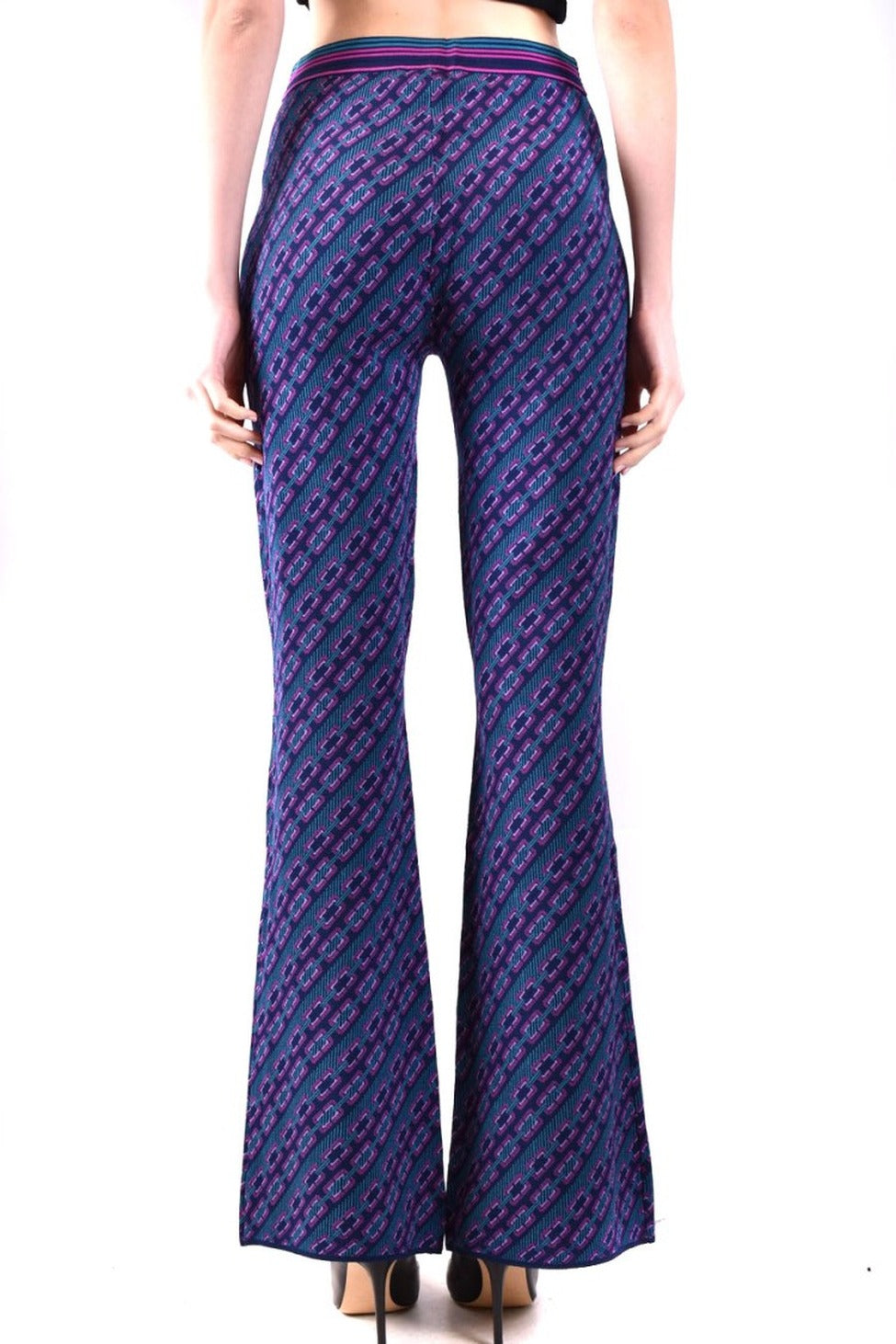 Flared Trousers With Viscose Blend And Pattern Design