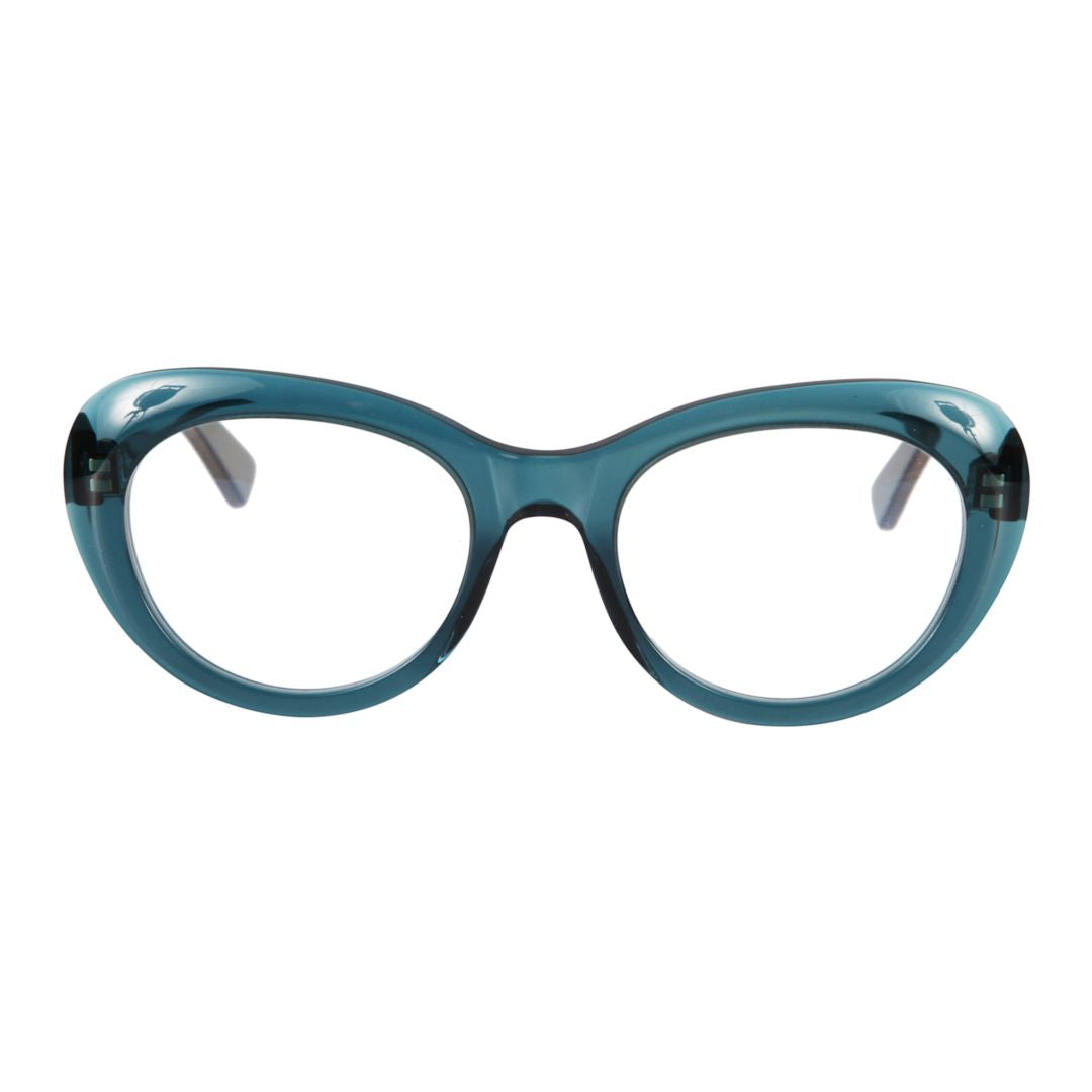Capri New-V Rounded Cat-Eye Sunglasses with Textured Temples