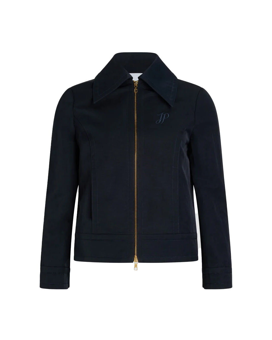 Short Zipped Jacket With Classic Collar And Fitted Silhouette