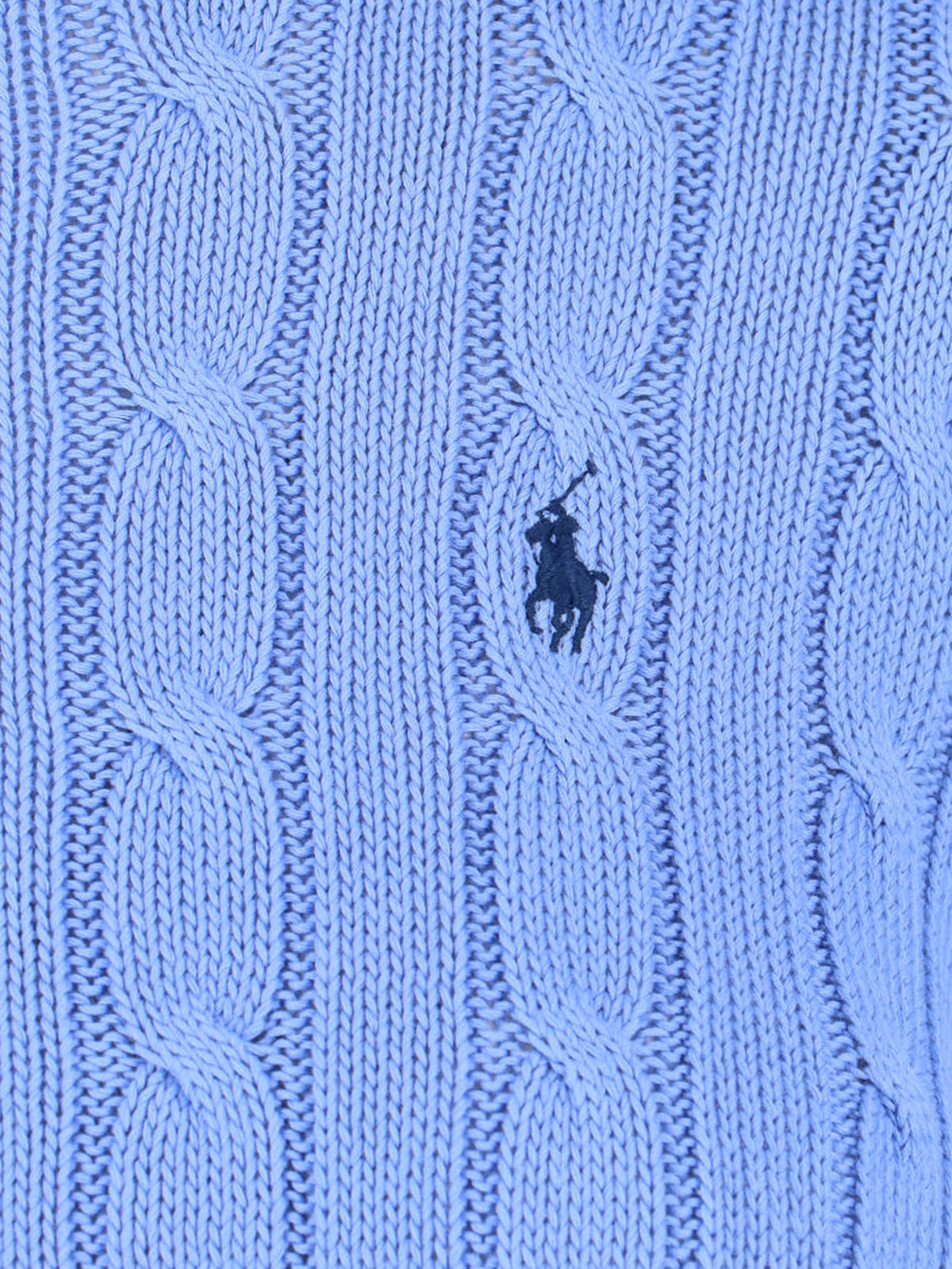 Blue Cable Knit Crewneck Sweater