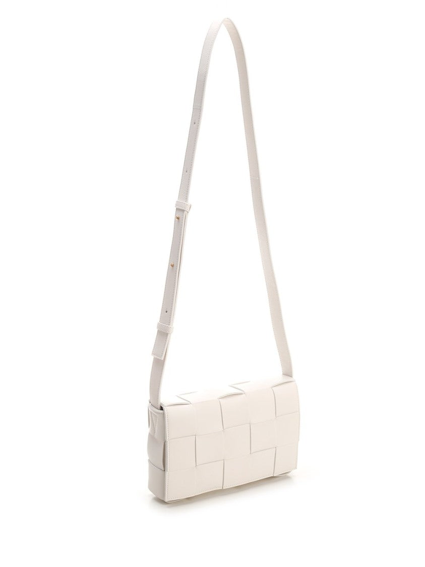 Structured White Lambskin Shoulder Bag