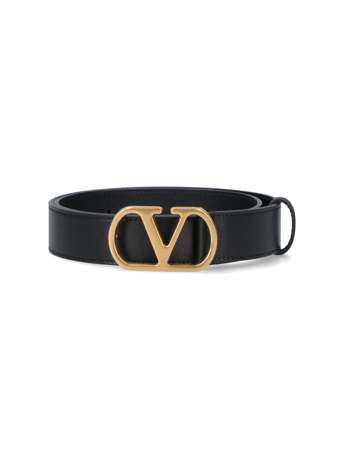 Black VLogo Signature Adjustable Leather Belt