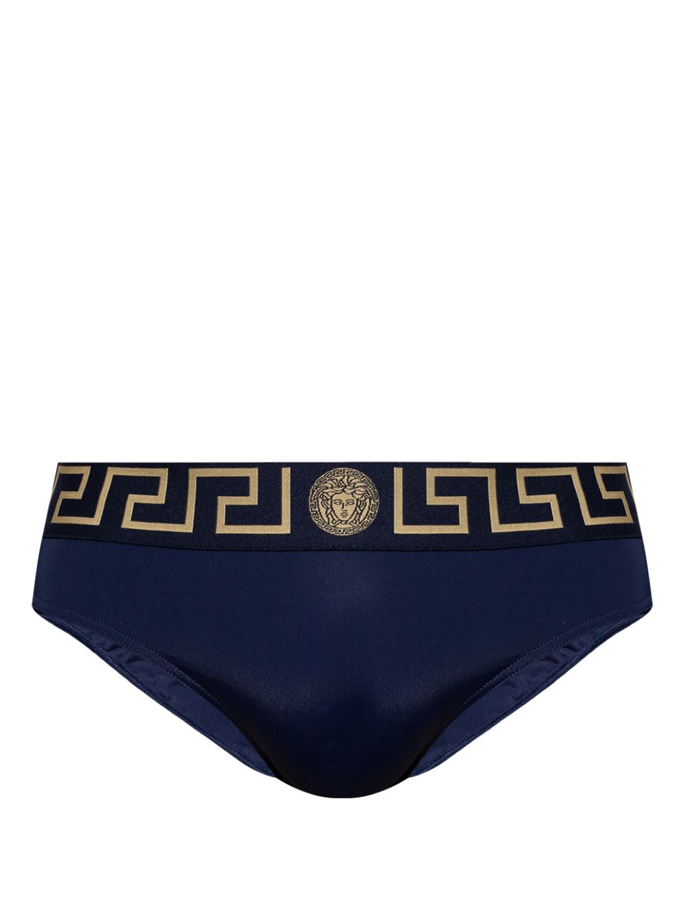 Navy Blue Stretch Cotton Swim Briefs
