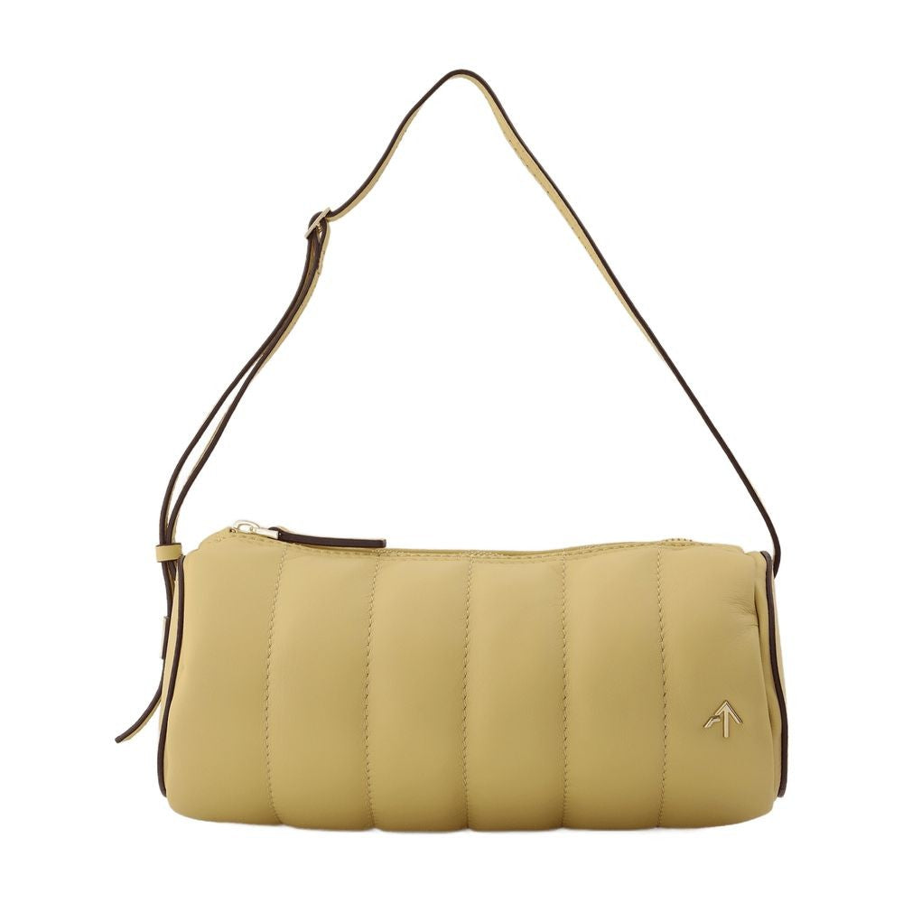 Padded Cylinder Bag In Cream Leather