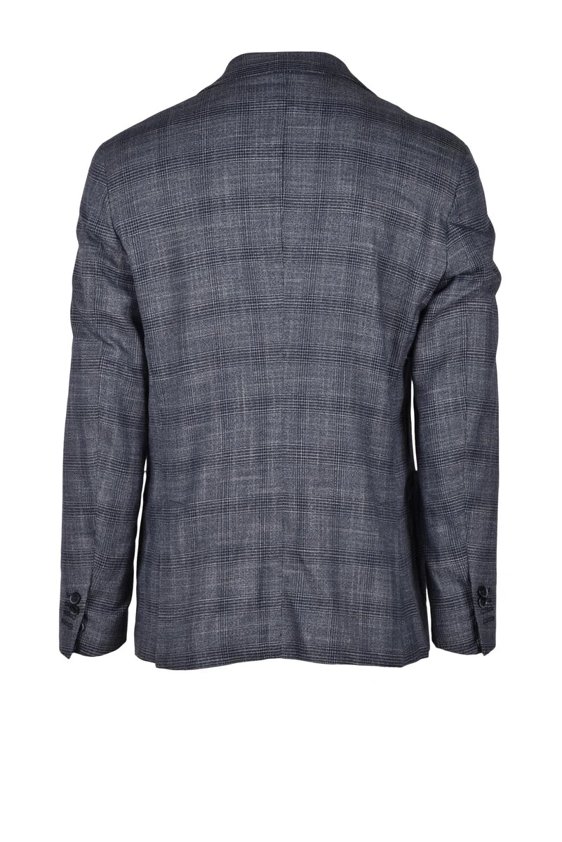 Grey/Black Polyester Viscose Jacket Men's