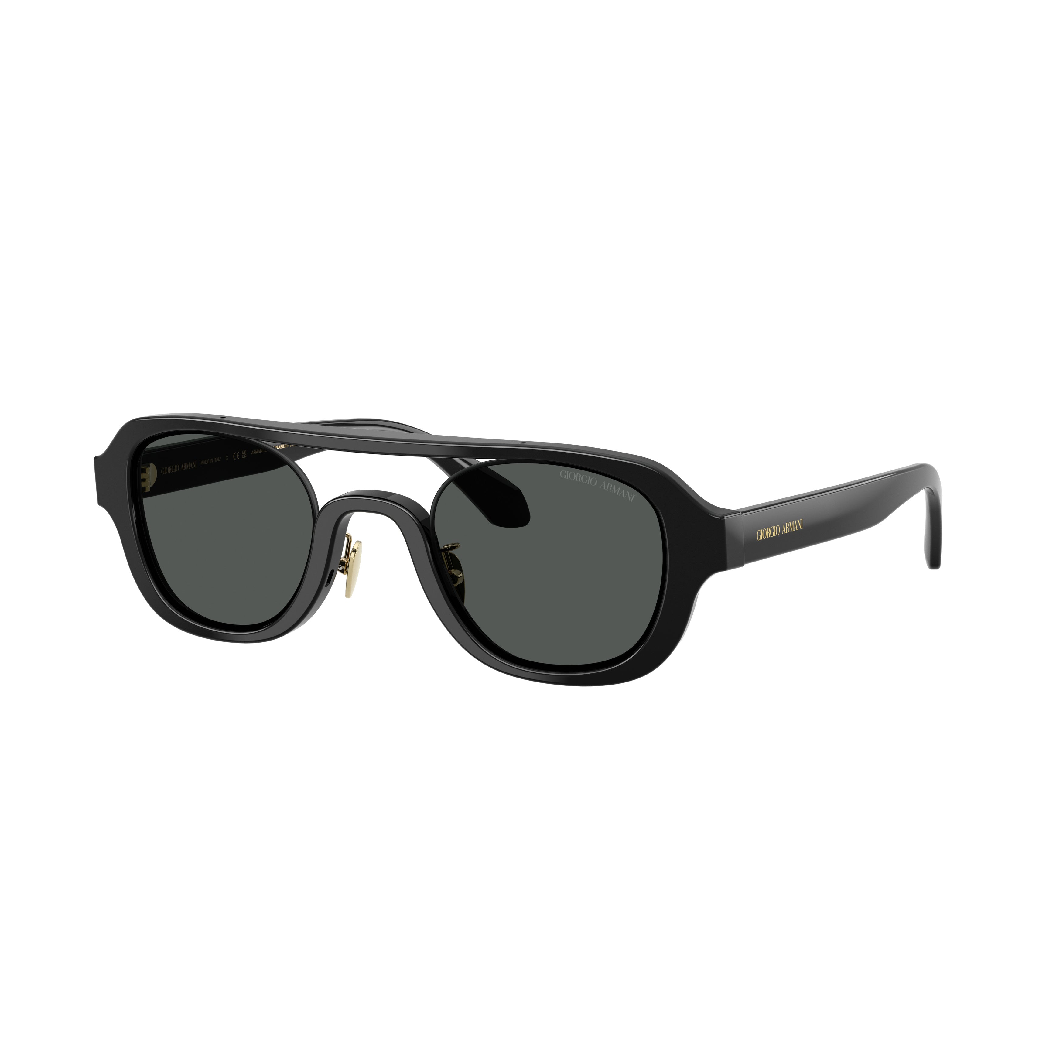 0ar8247 Bold Rectangular Frame Sunglasses with Gold Accents