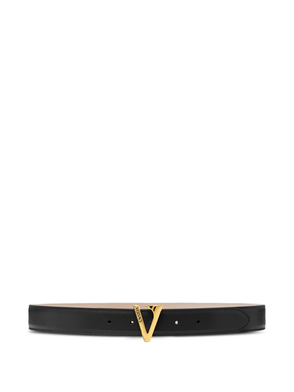 Pointed Black Calf Leather Belt