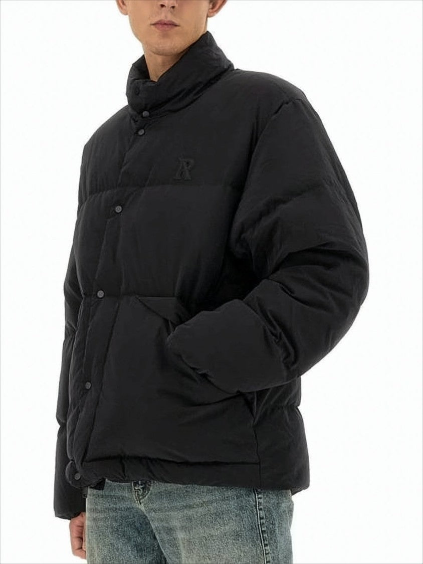 Boxy Black Puffer Jacket with High Collar