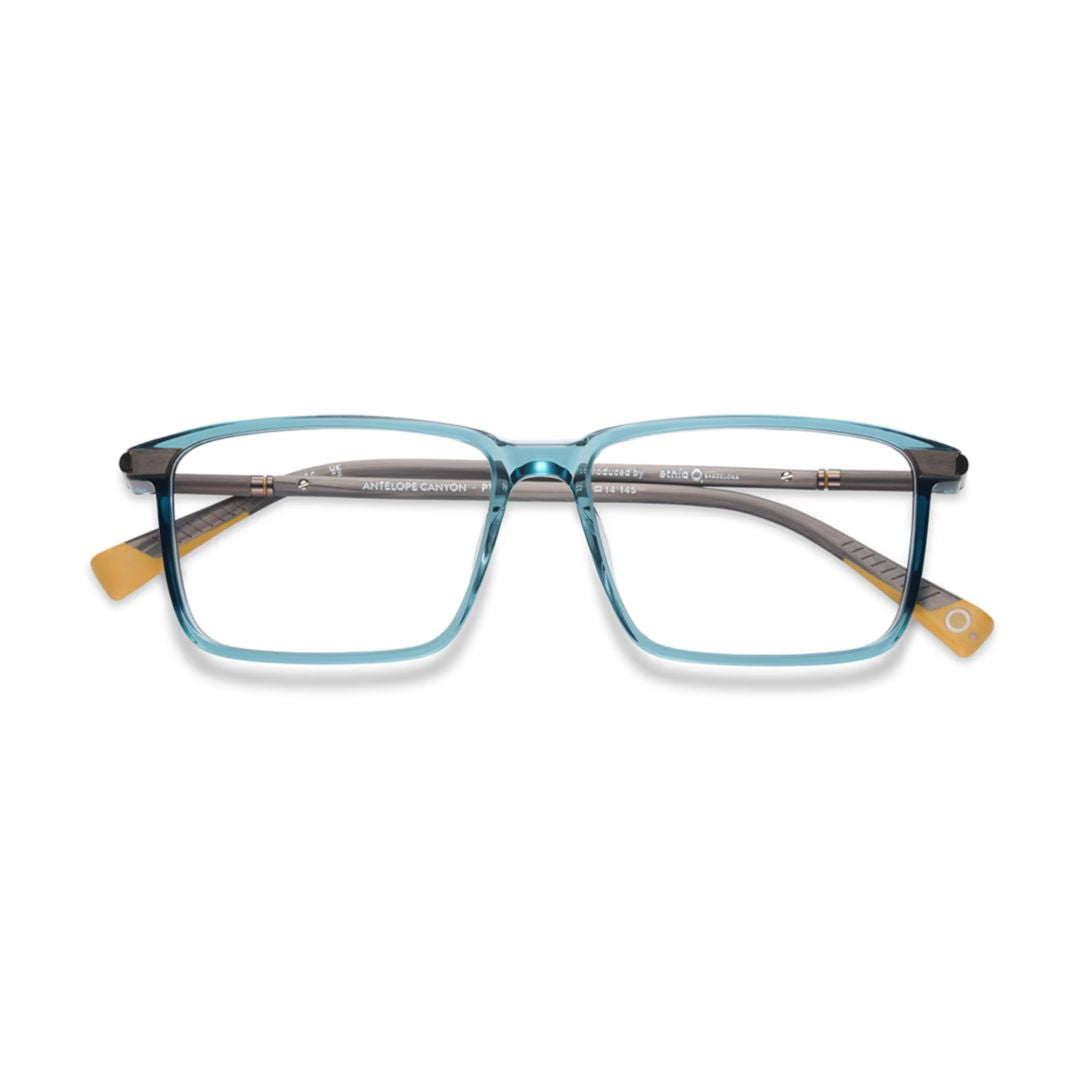 Antelope Canyon Rectangular Translucent Blue Eyeglasses with Amber Accents