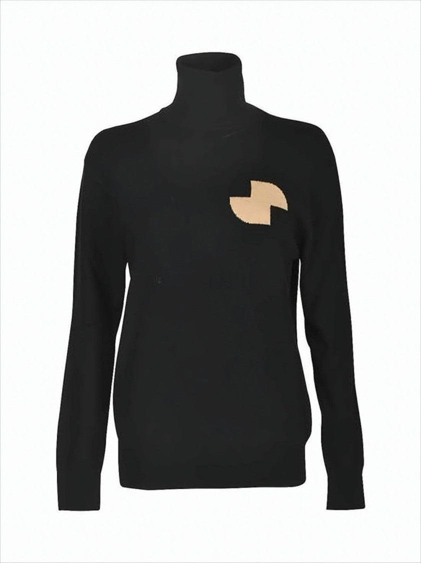 High-Neck Turtleneck Sweater in Soft Merino Wool and Cashmere Blend