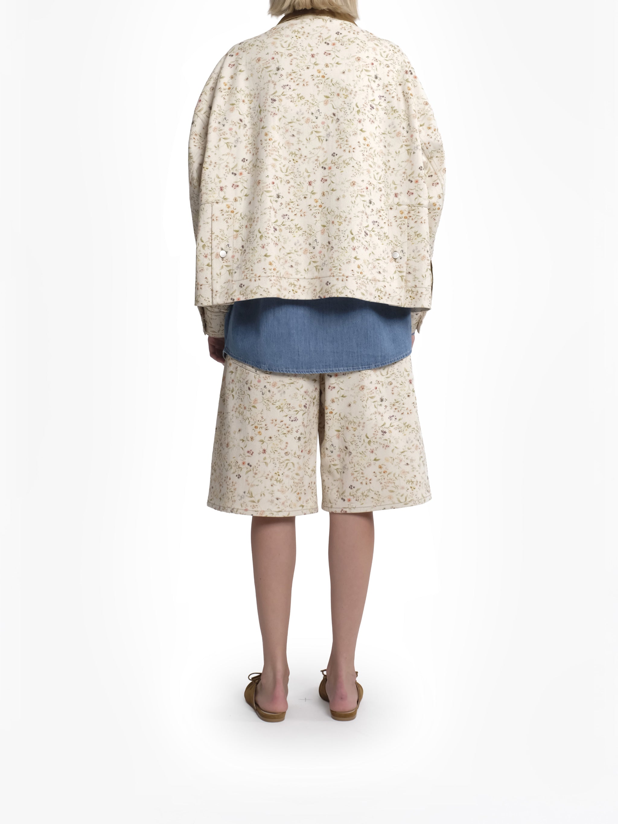 Neutral Giubbino Bubble Boxy Floral Jacket