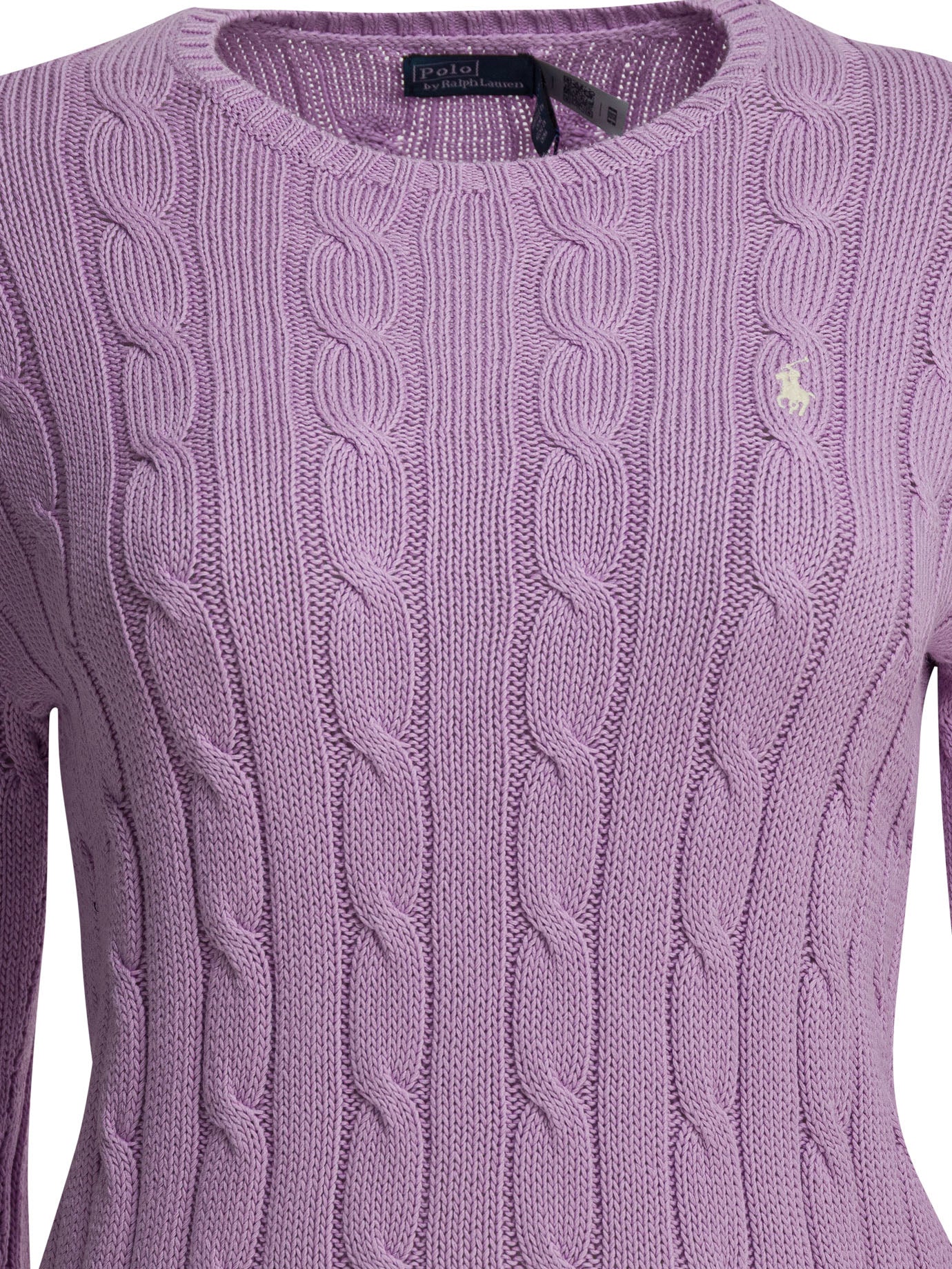 Cable Knit Sweater with Classic Details and Embroidered Logo
