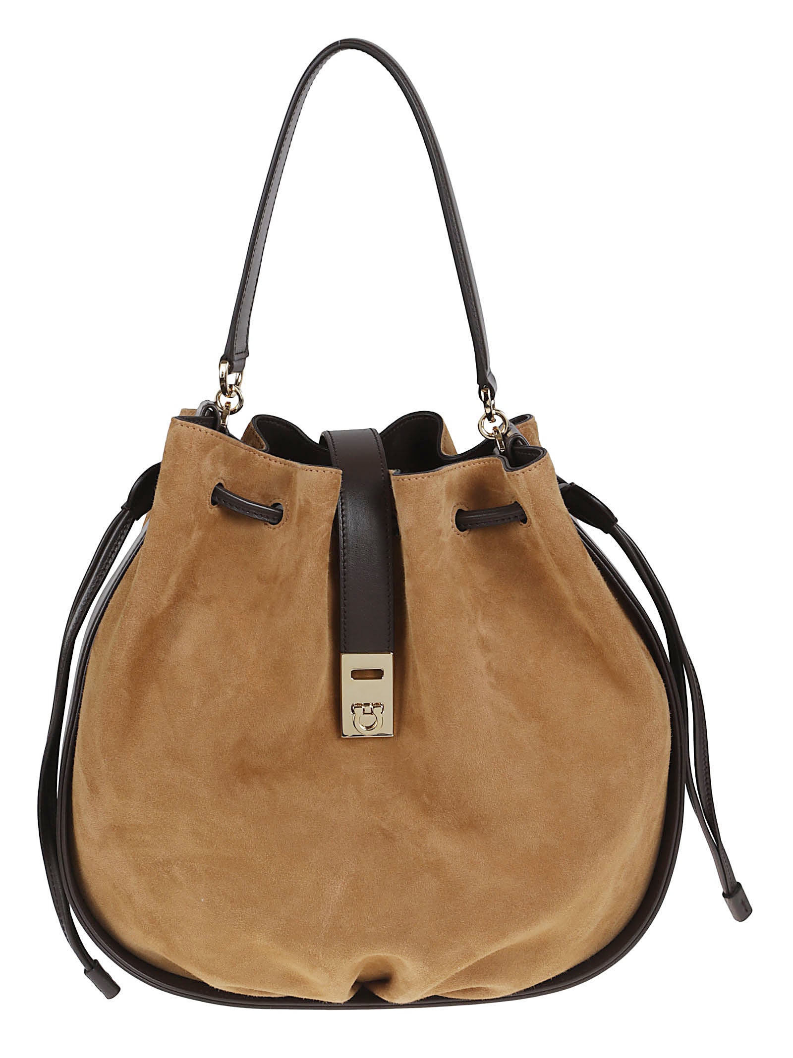 Suede Bucket Bag with Crocodile-Effect Print and Dual Carry Options