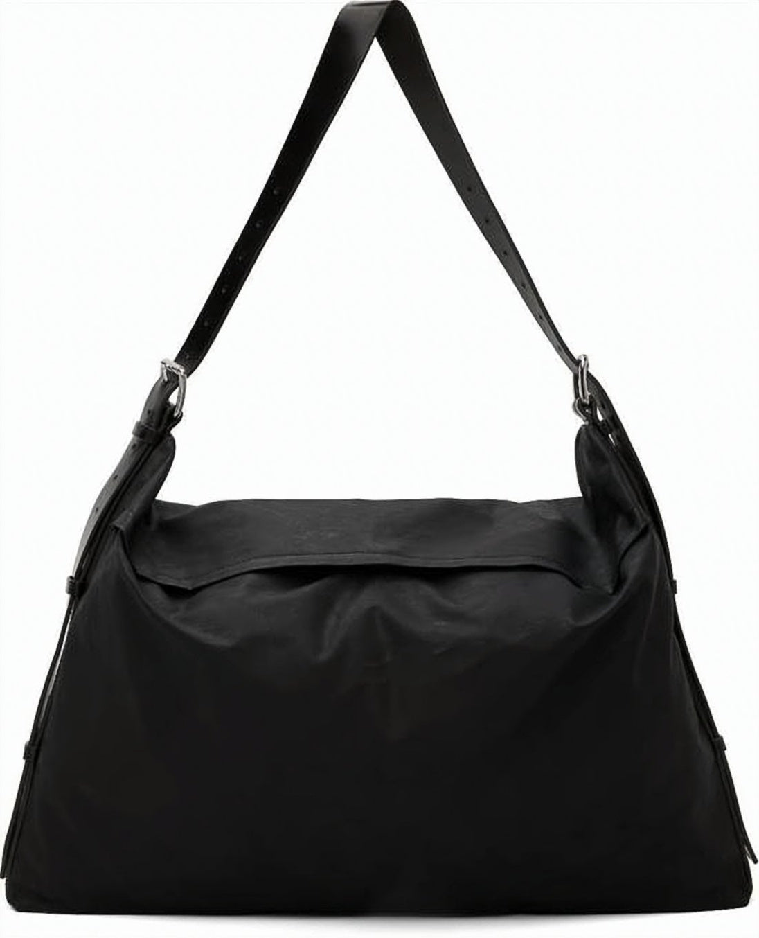 Minimalist Black Shoulder Bag With Adjustable Leather Strap