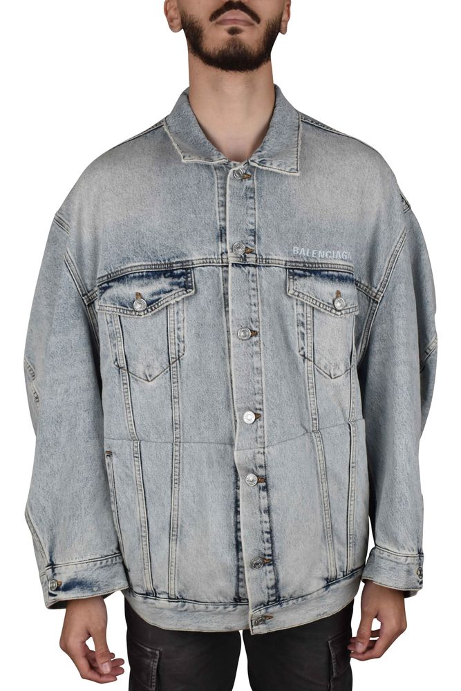 Faded Blue Denim Jacket With Embroidered Logo