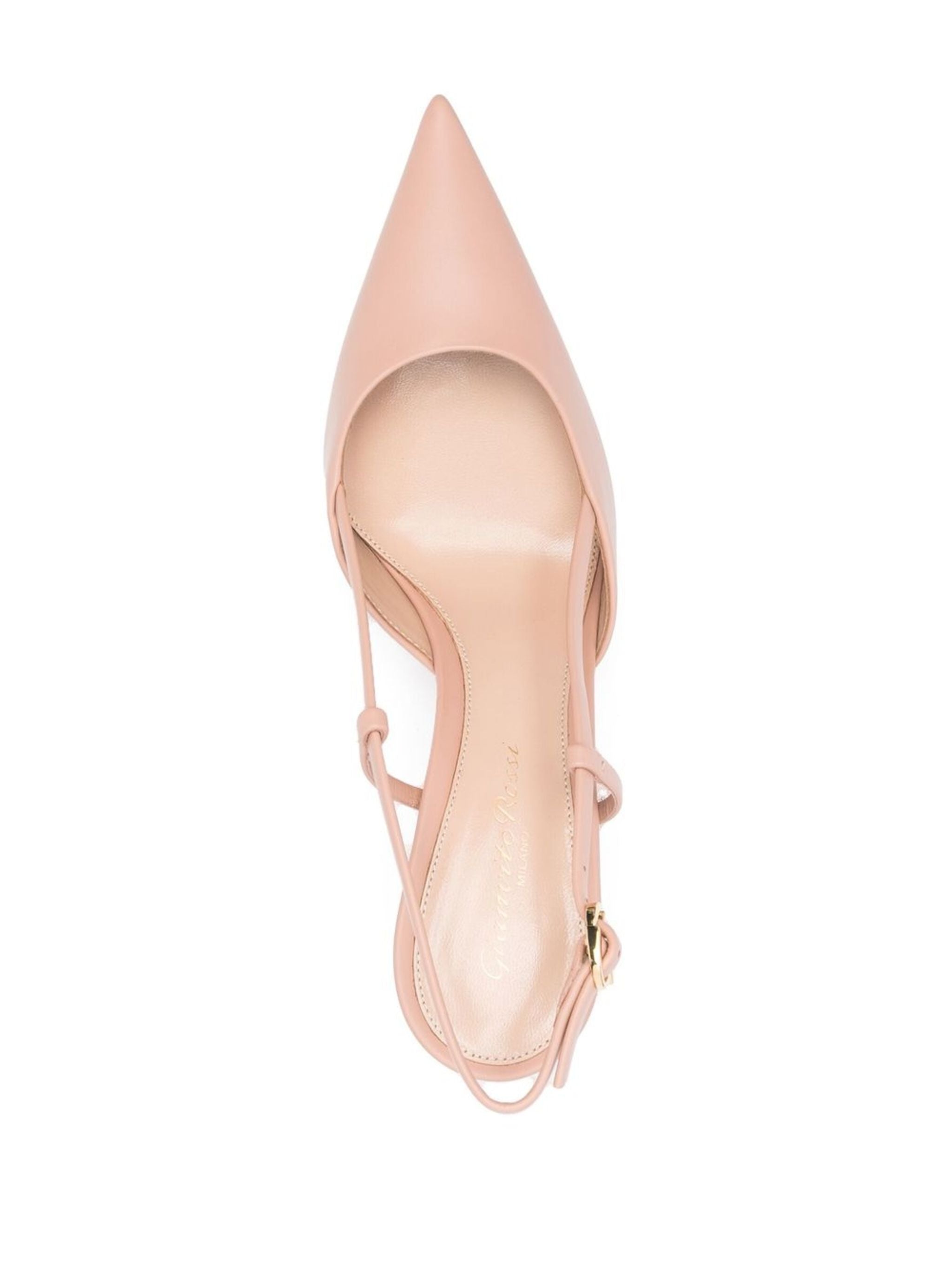 Pointed Toe Vitello Leather Mid-Heel Slingbacks