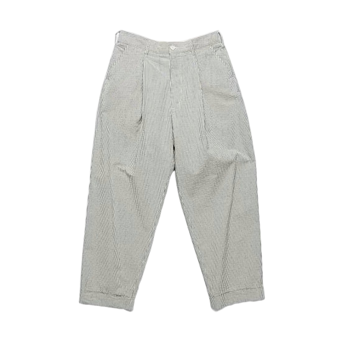 Relaxed Fit Straight Pants With Vertical Pinstripes