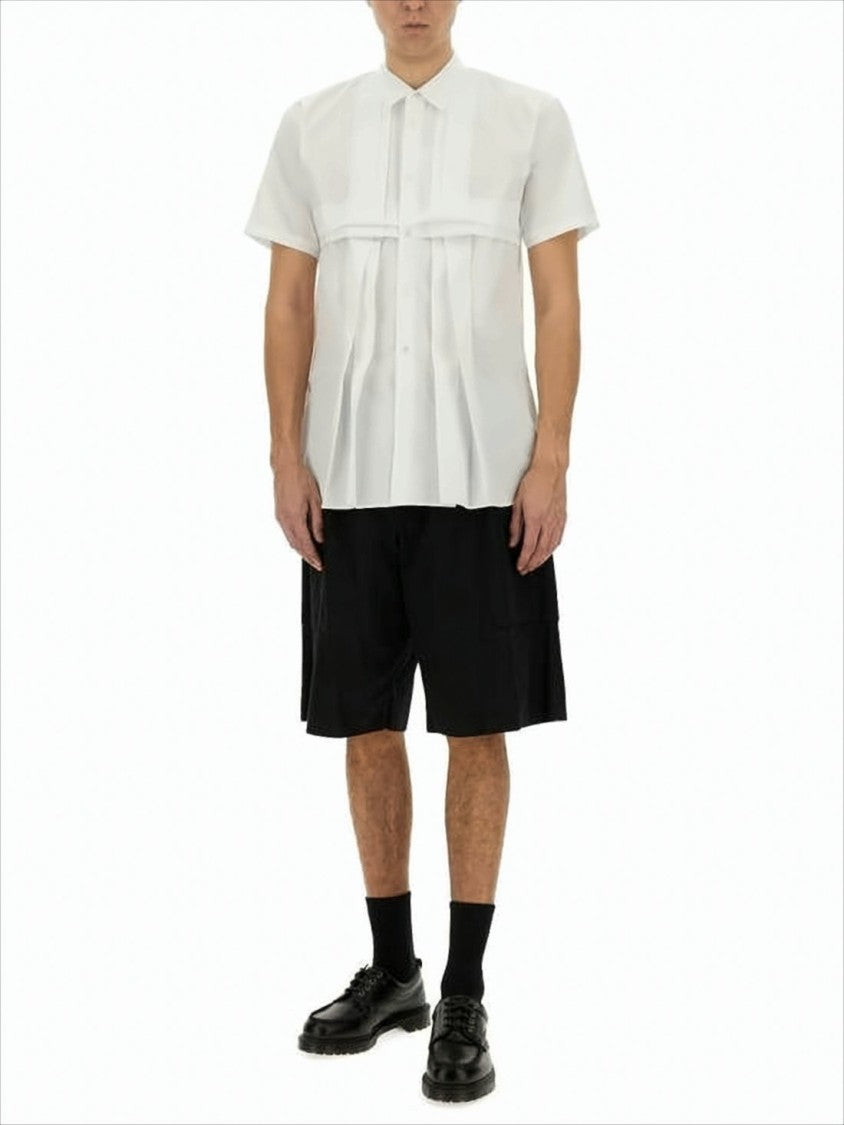Short-Sleeved Textured Shirt with Classic Collar
