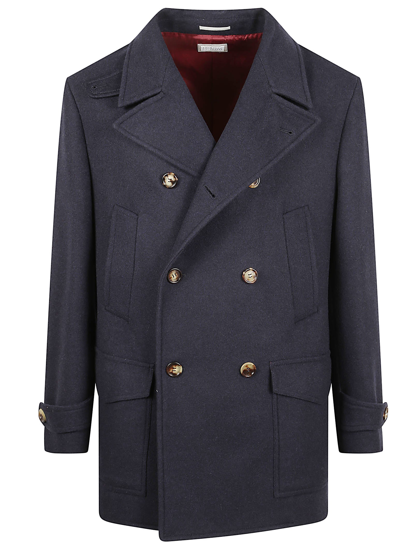 Short Double-Breasted Coat In Soft Wool
