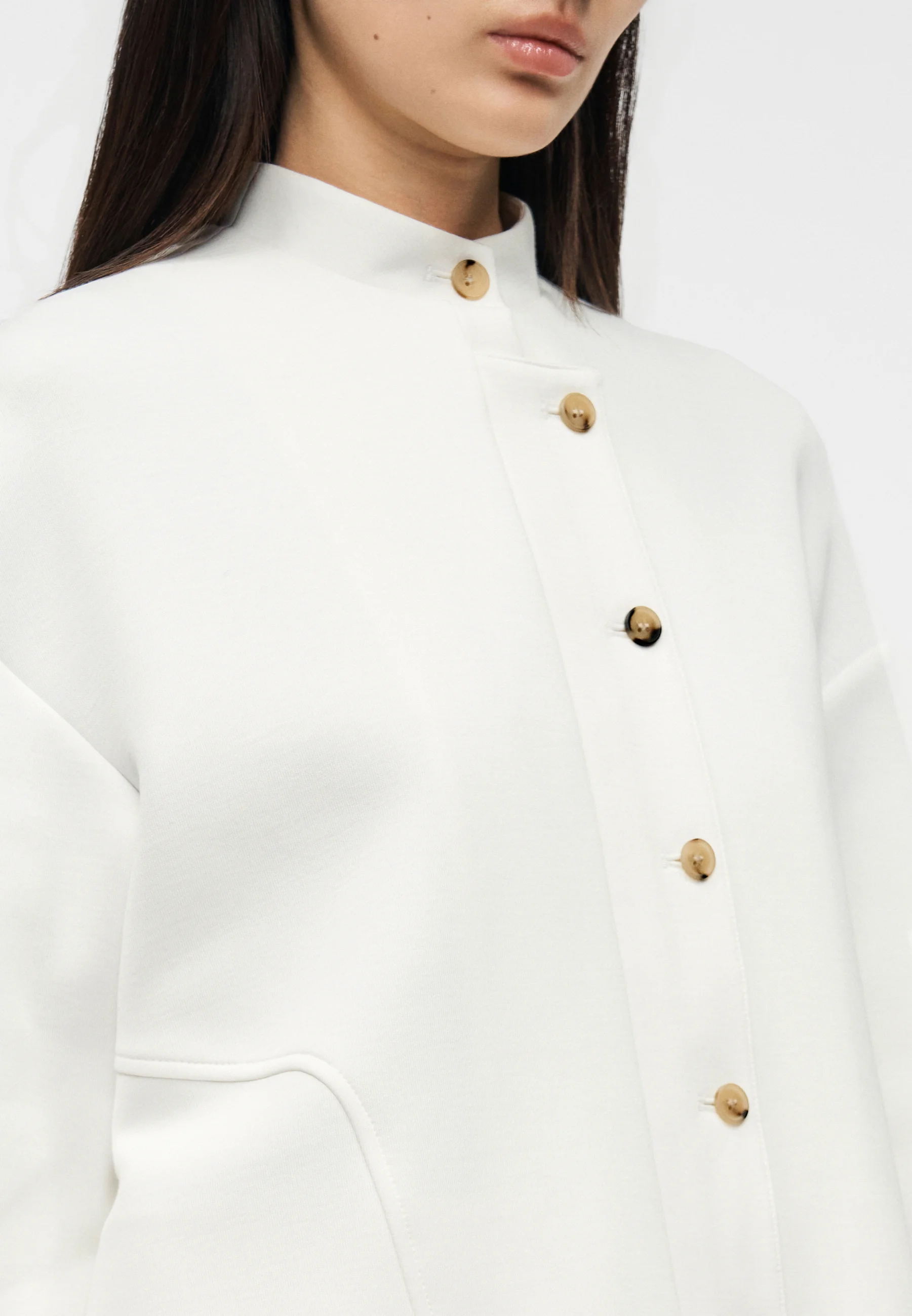 White Cotton Blend Sweatshirt
