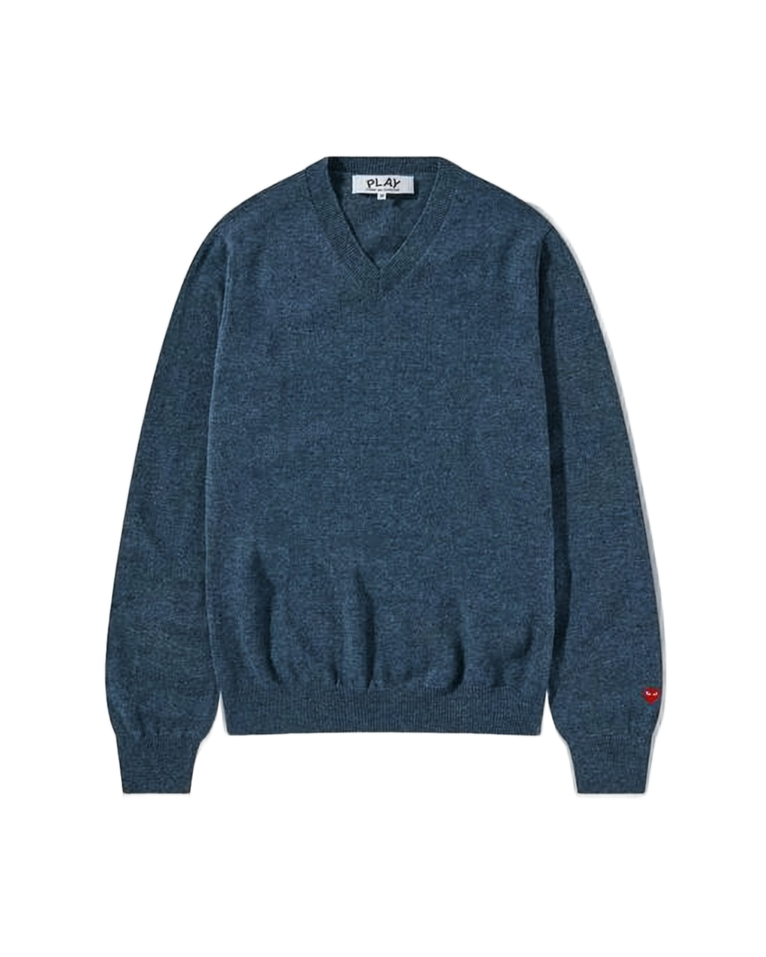Heathered Blue Wool Sweater with V-Neck