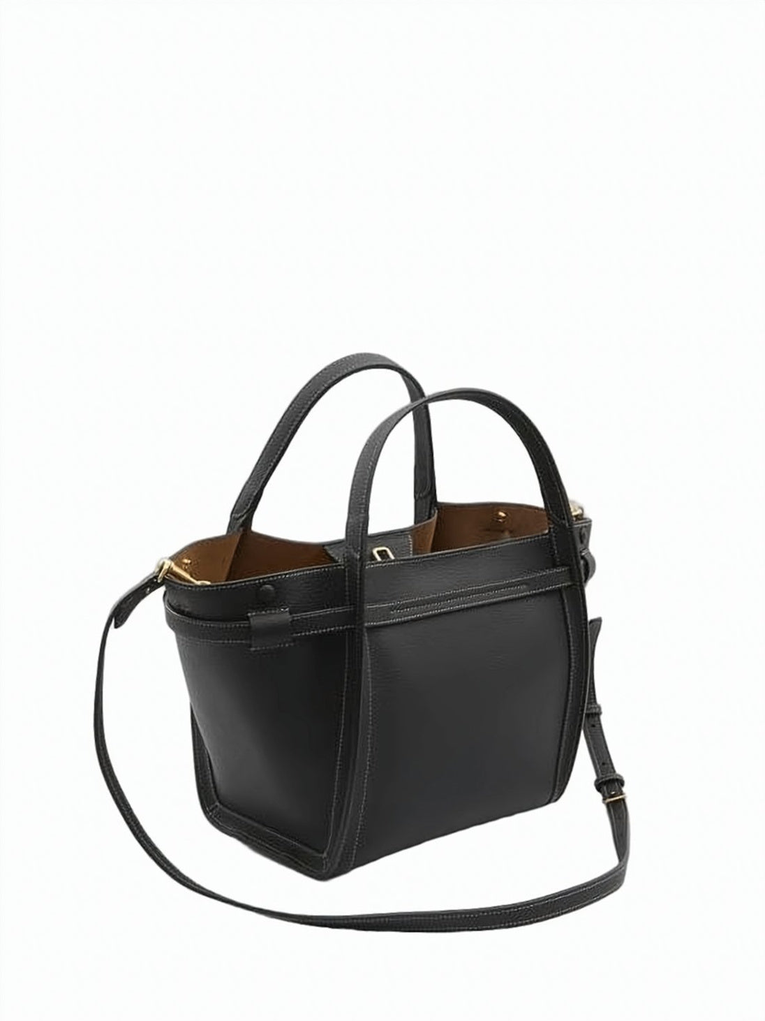 Structured Black Calf Leather Tote Bag