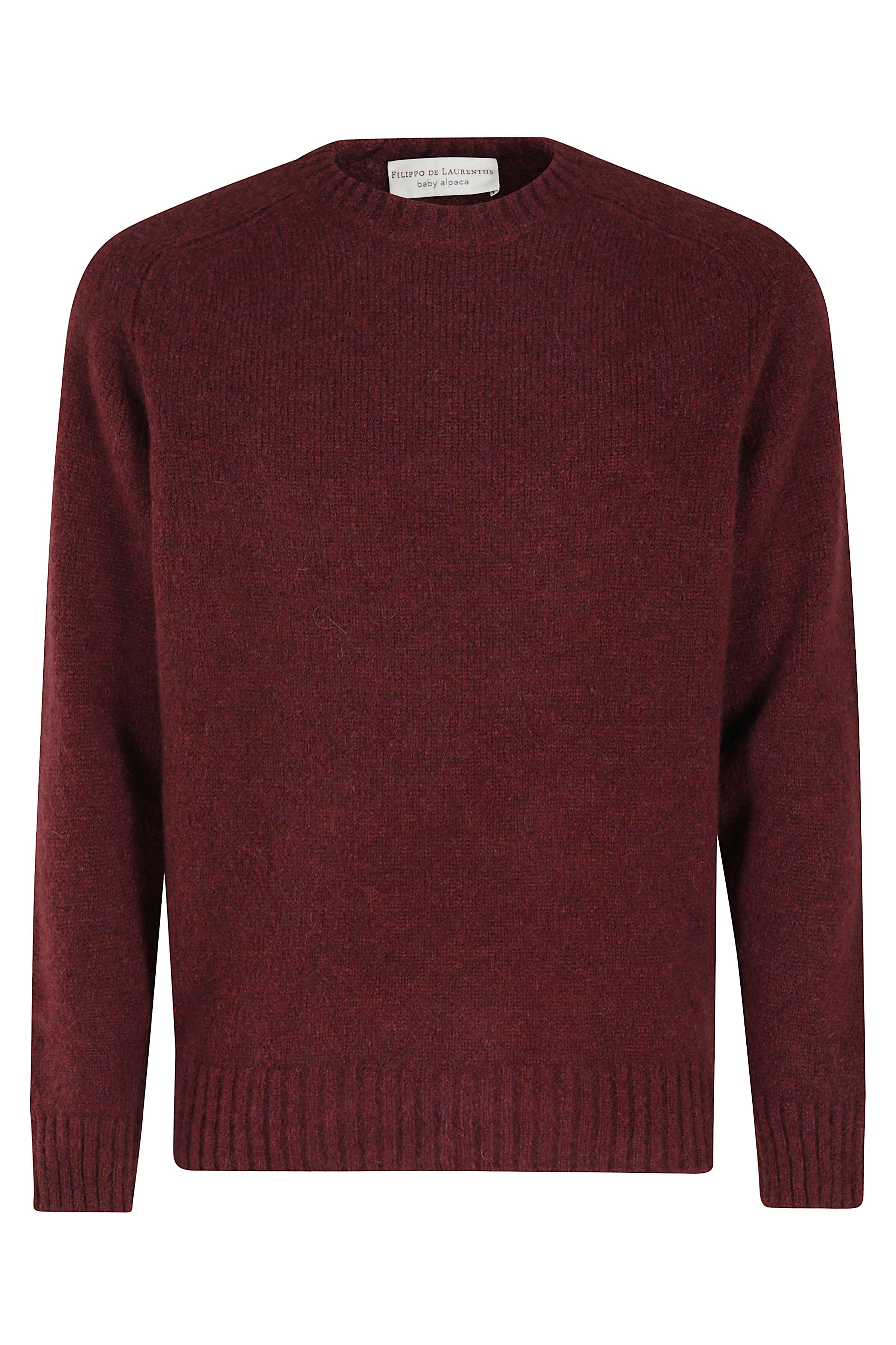Burgundy Crew Neck Alpaca Blend Sweater