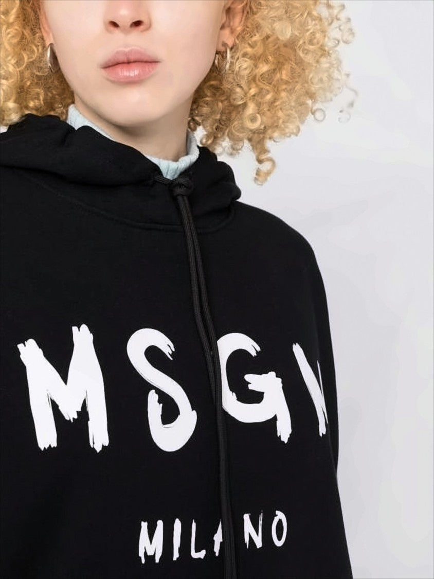 Relaxed Fit Black Hoodie with Bold Lettering