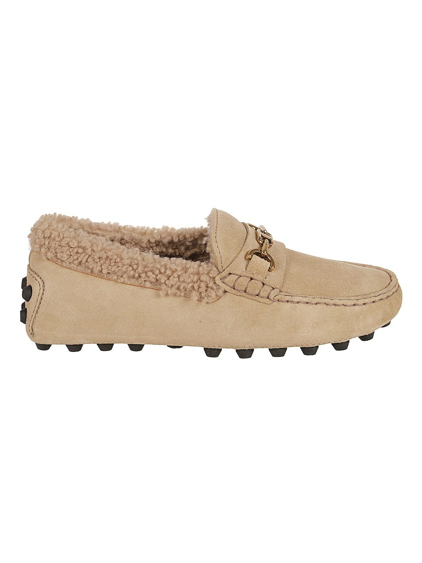 Moccasin-Style Suede Flat Shoes