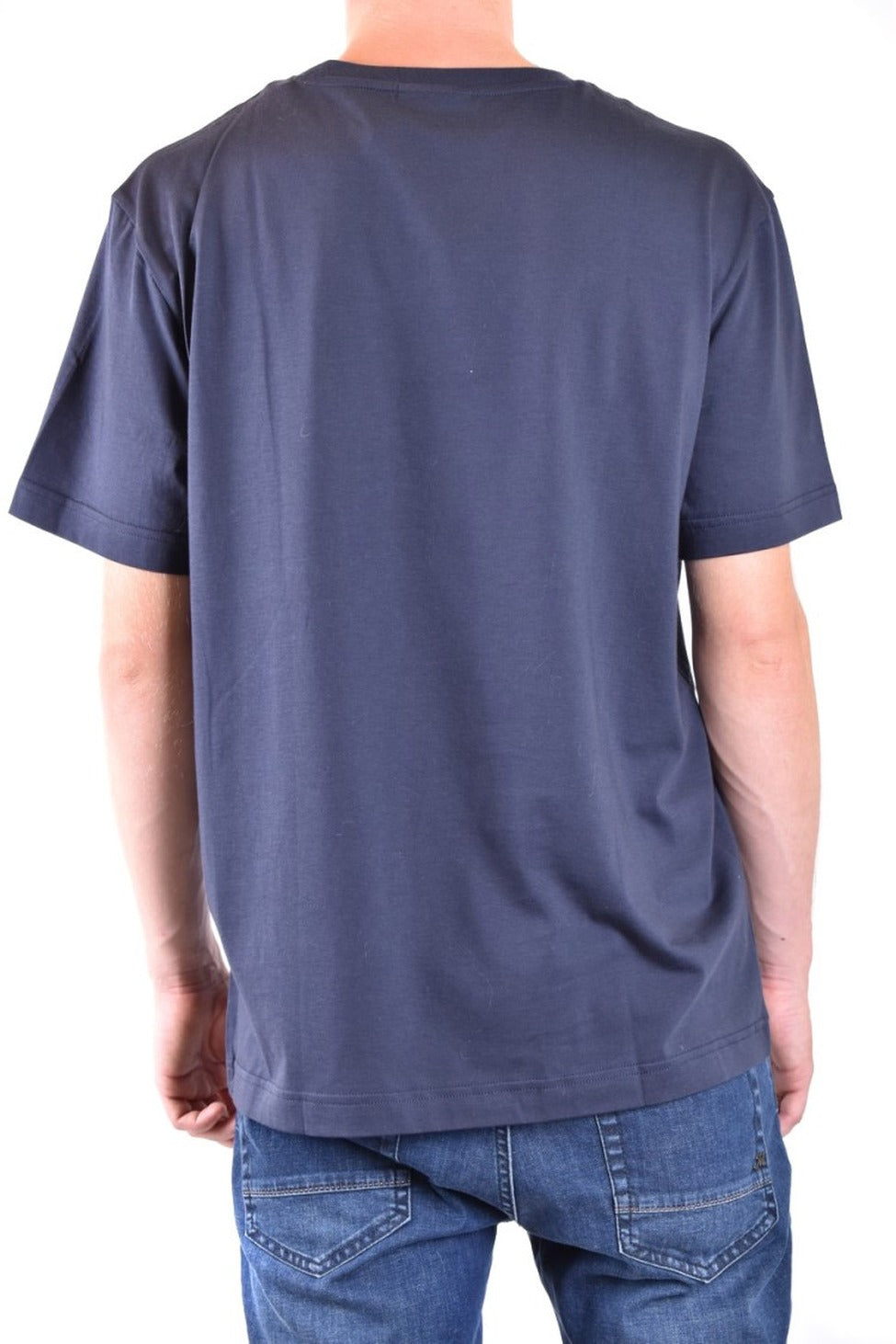Blue Cotton Logo Embroidered T-Shirt