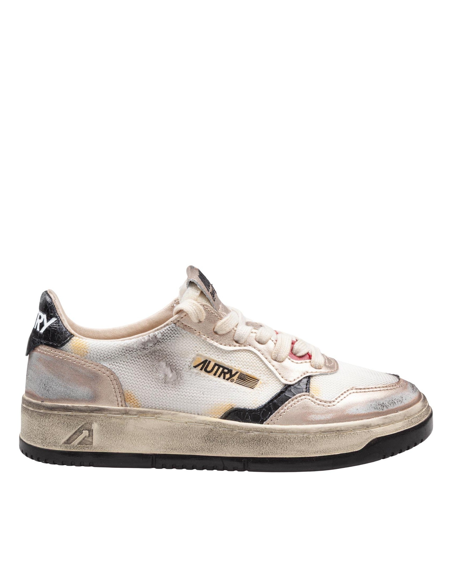 Sup Vint Low Sneakers In Crackled Leather, Micromesh,