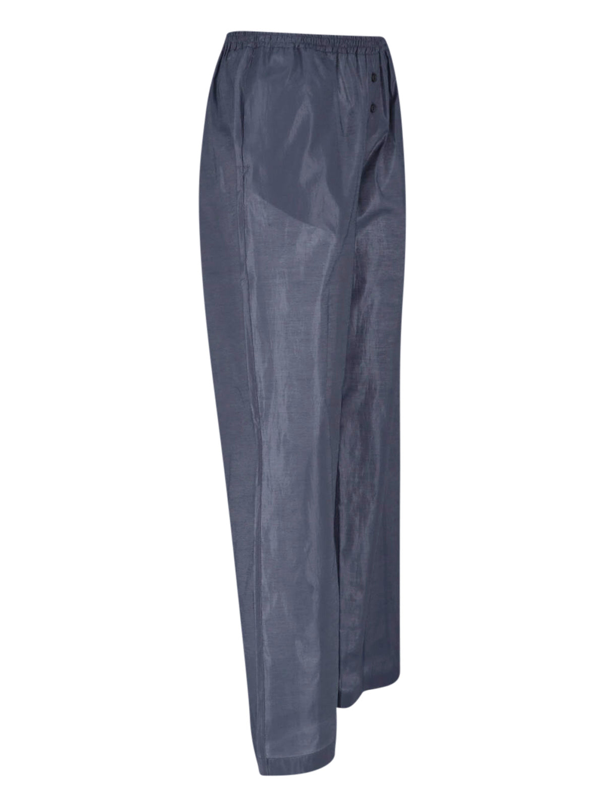 Blue Textured Elastic Waist Trousers