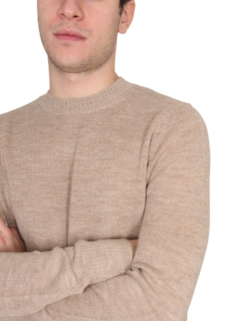 Cross-Neck Ribbed Knit Sweater