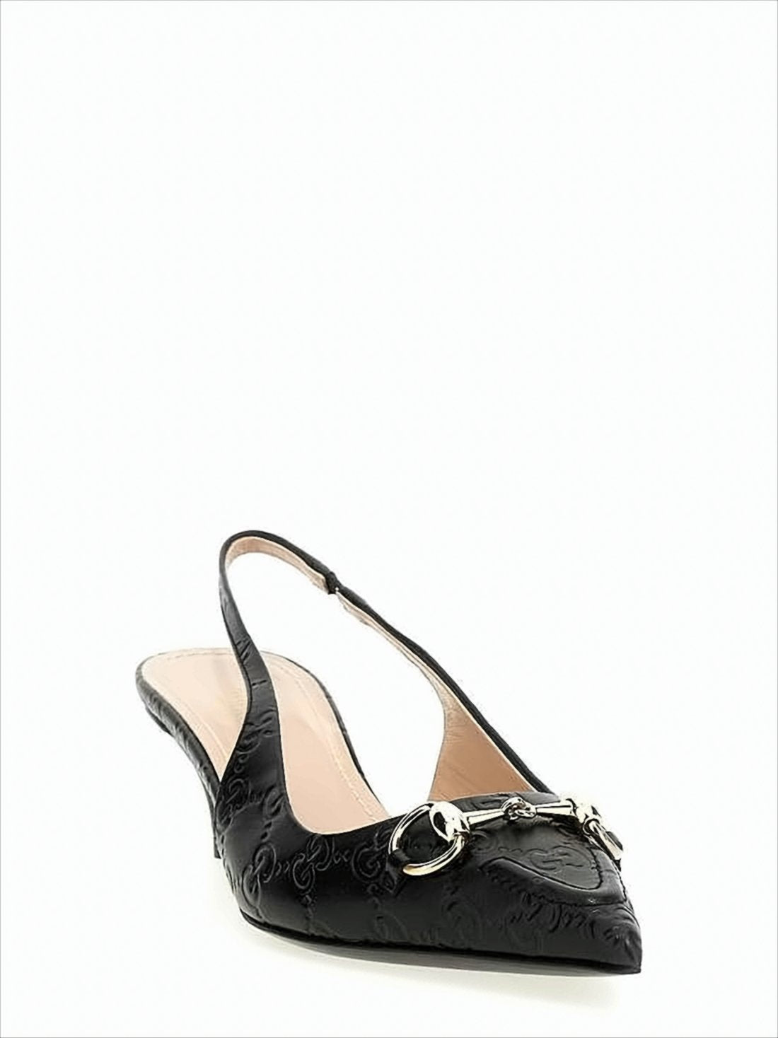Pointed-Toe Slingback Pumps with Monogram Pattern