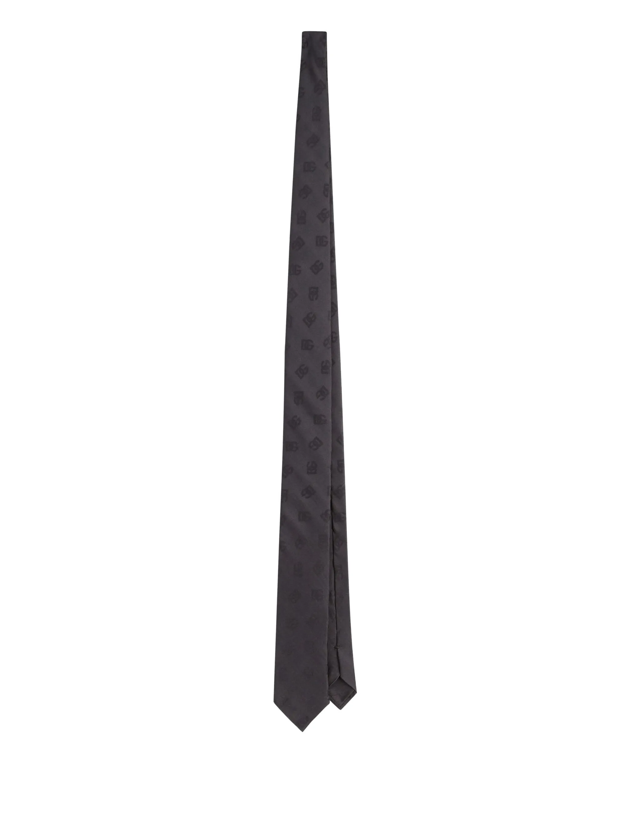 Slim Black DG Jacquard Silk Tie