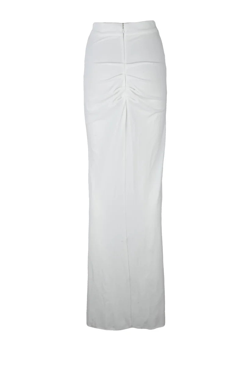 Long Velvet Skirt - White