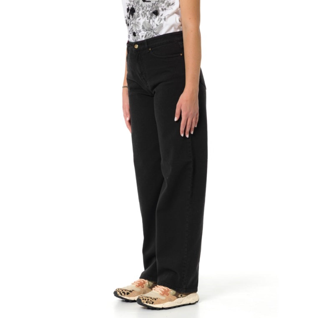 Wide-Leg Black Pants With High Waist