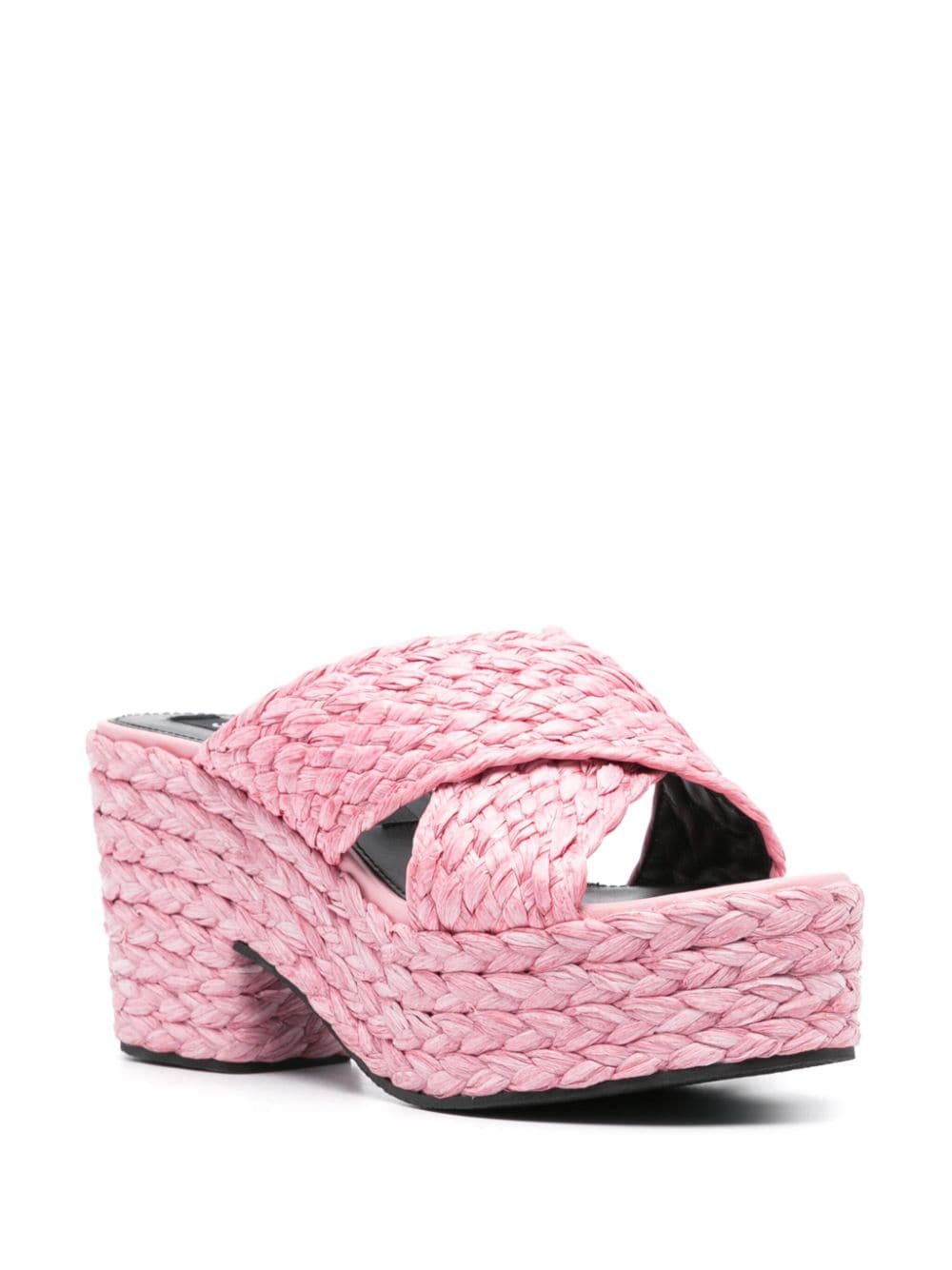 Light Pink Woven Raffia Sandals