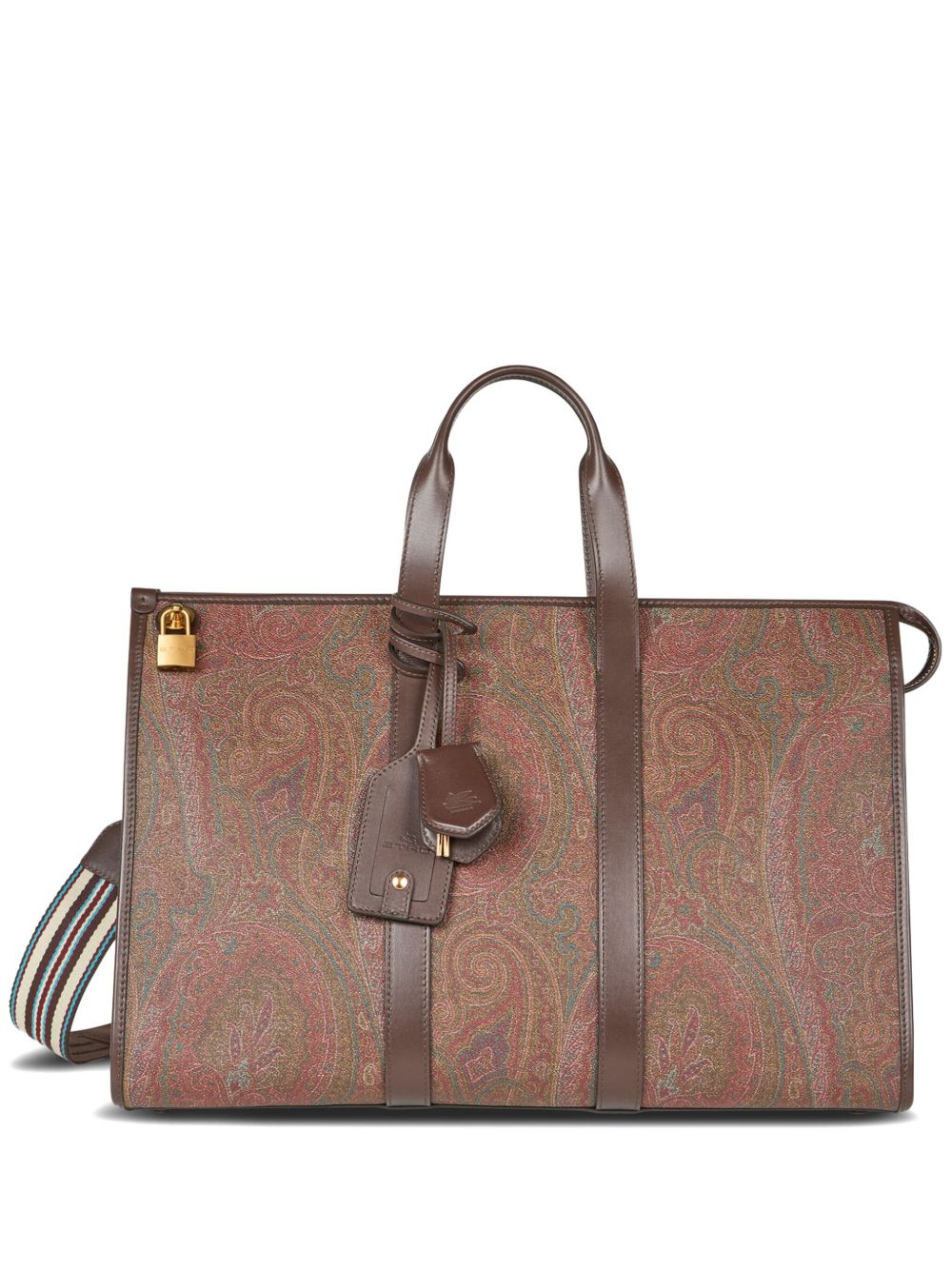 Spacious Paisley Jacquard Handbag With Gold-Tone Accents