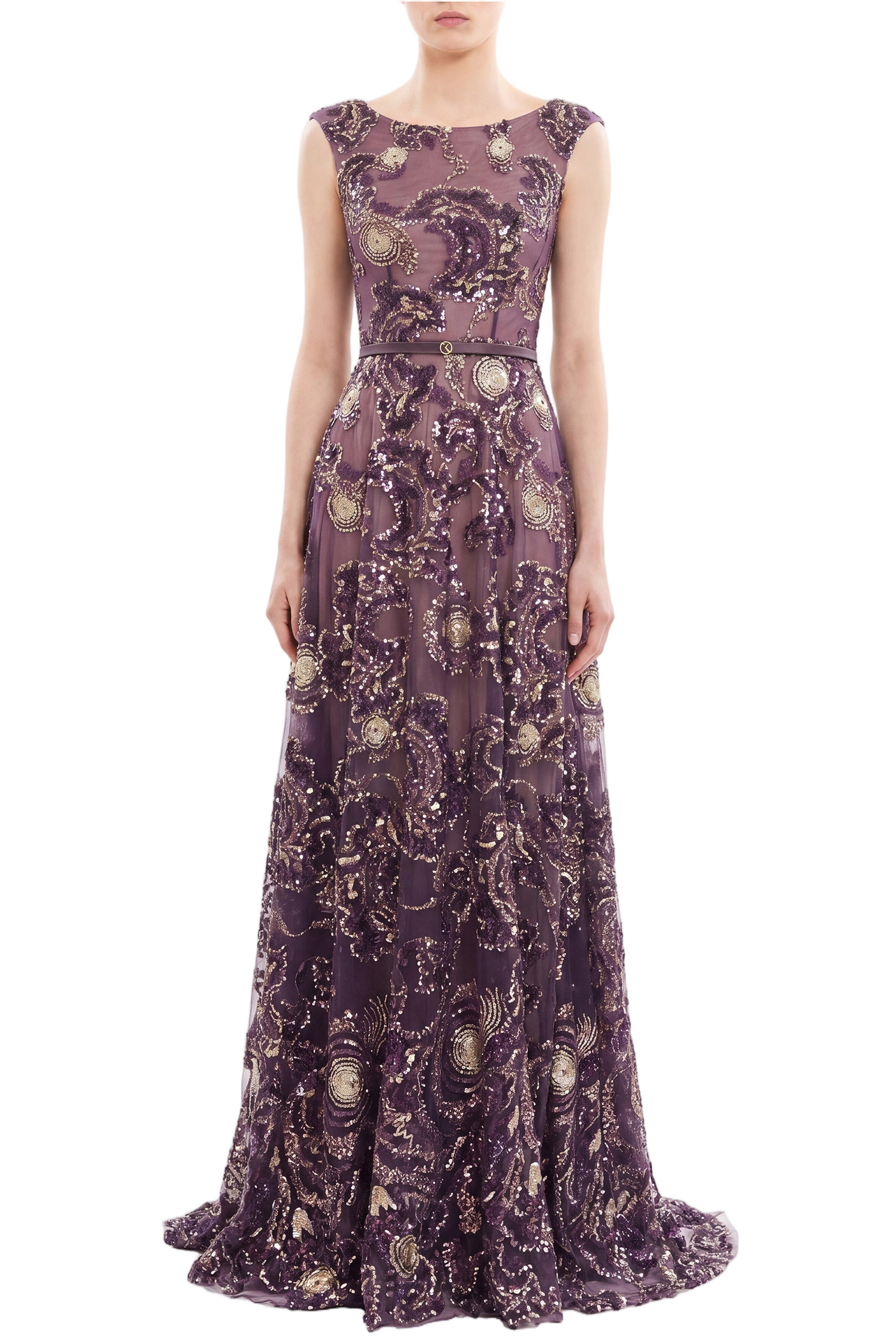 Embroidered Tulle Long Dress