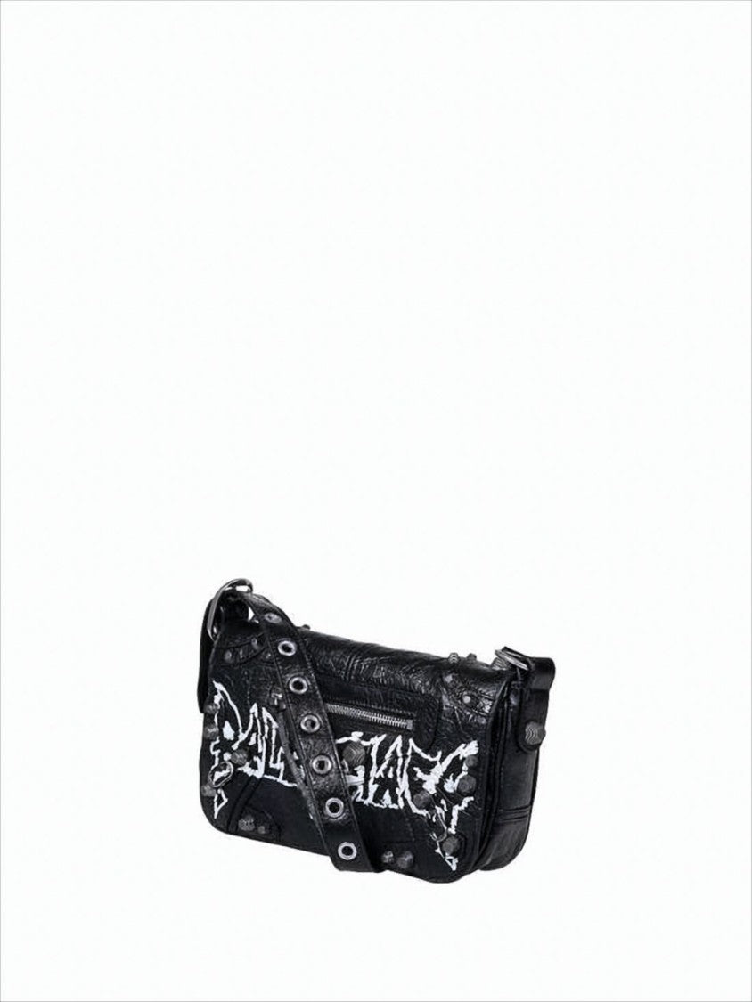 Textured Lambskin Crossbody Bag with Graffiti Logo