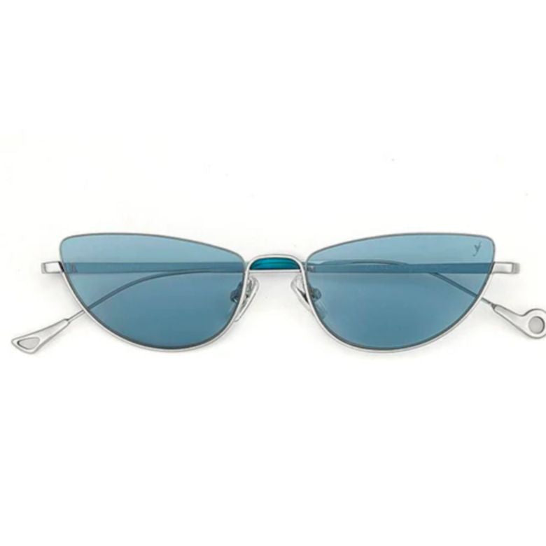 Odaiba C.1-65 Narrow Cat-Eye Sunglasses with Blue-Tinted Lenses