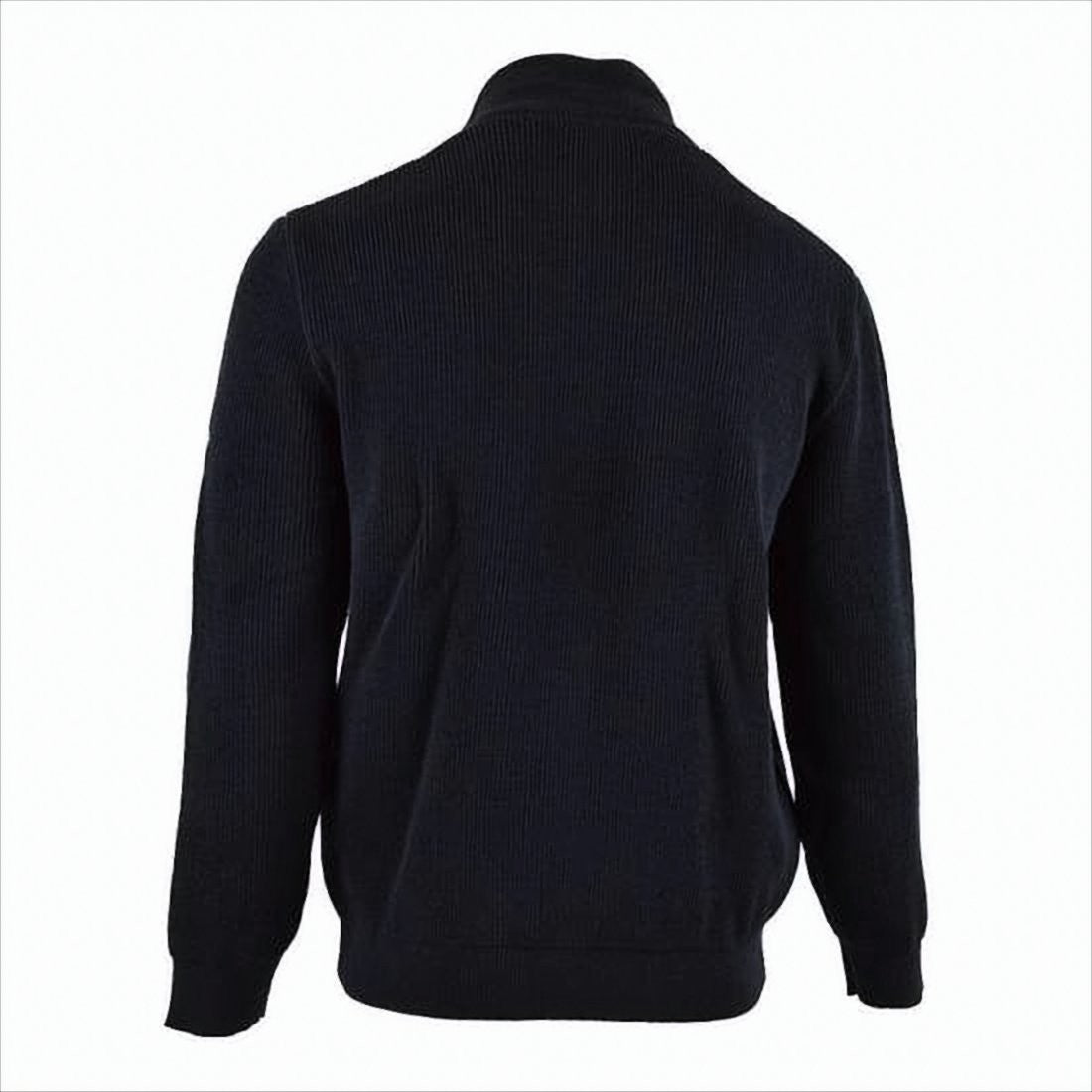Ribbed Knit Turtleneck Sweater With High Collar And Three-Button Placket