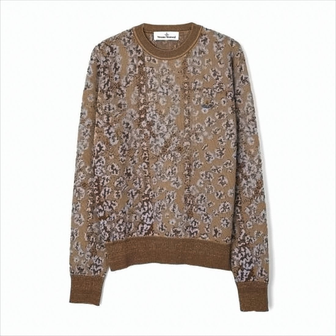 Jacquard Knit Sweater with Subtle Leopard Design