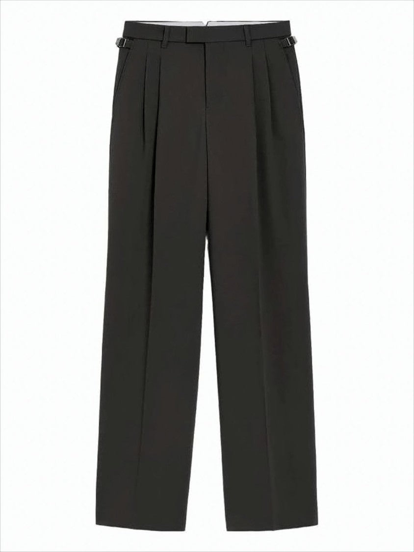 Tailored Black Straight-Leg Pants with Front Pleats