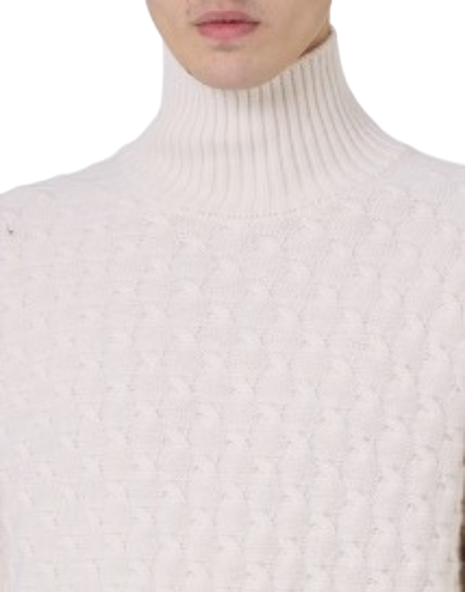 High-Neck Wool Sweater With Textured Knit