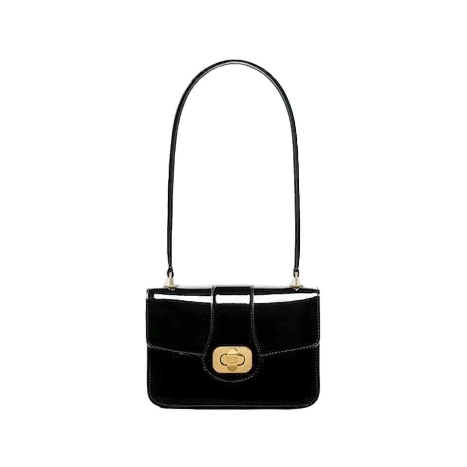 Glossy Calf Leather Shoulder Bag