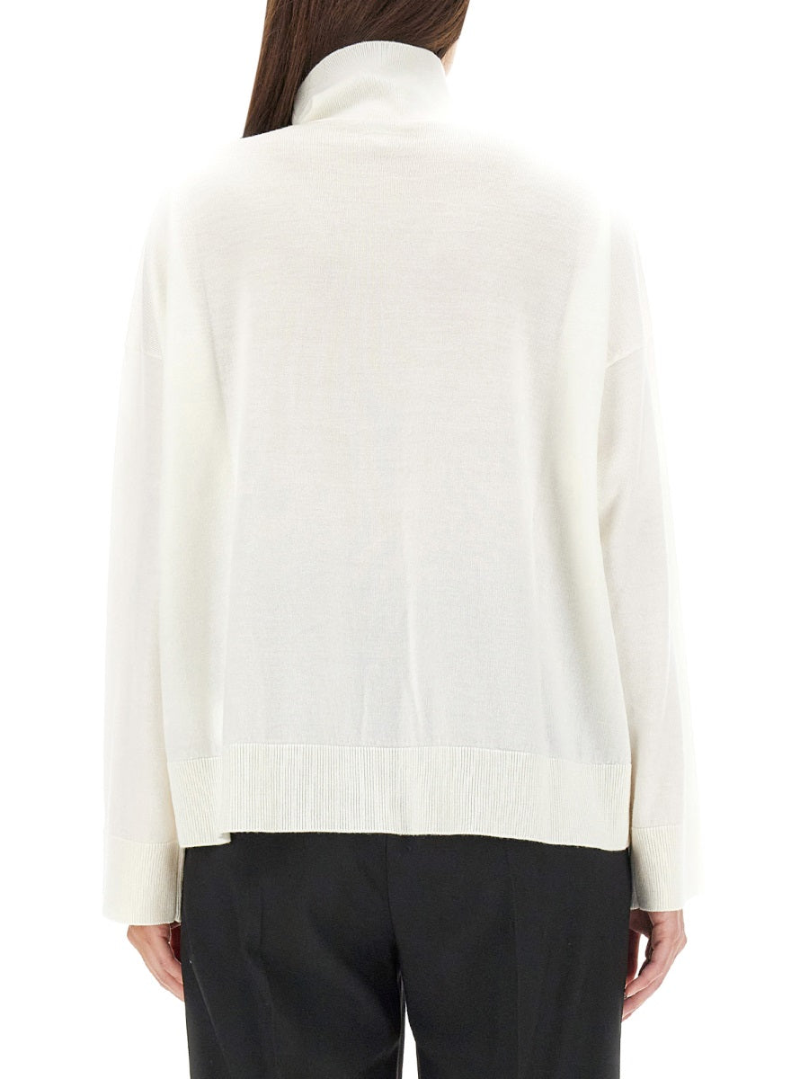 High Neck Turtleneck Sweater with Embroidered Detail