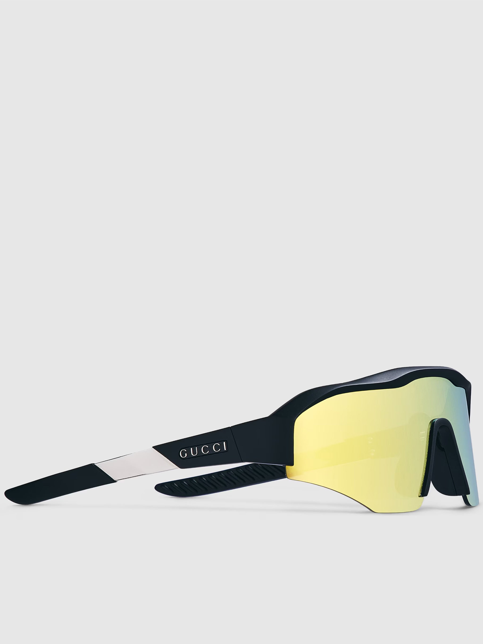 Black Futuristic Shield-Style Bold Logo Sunglasses