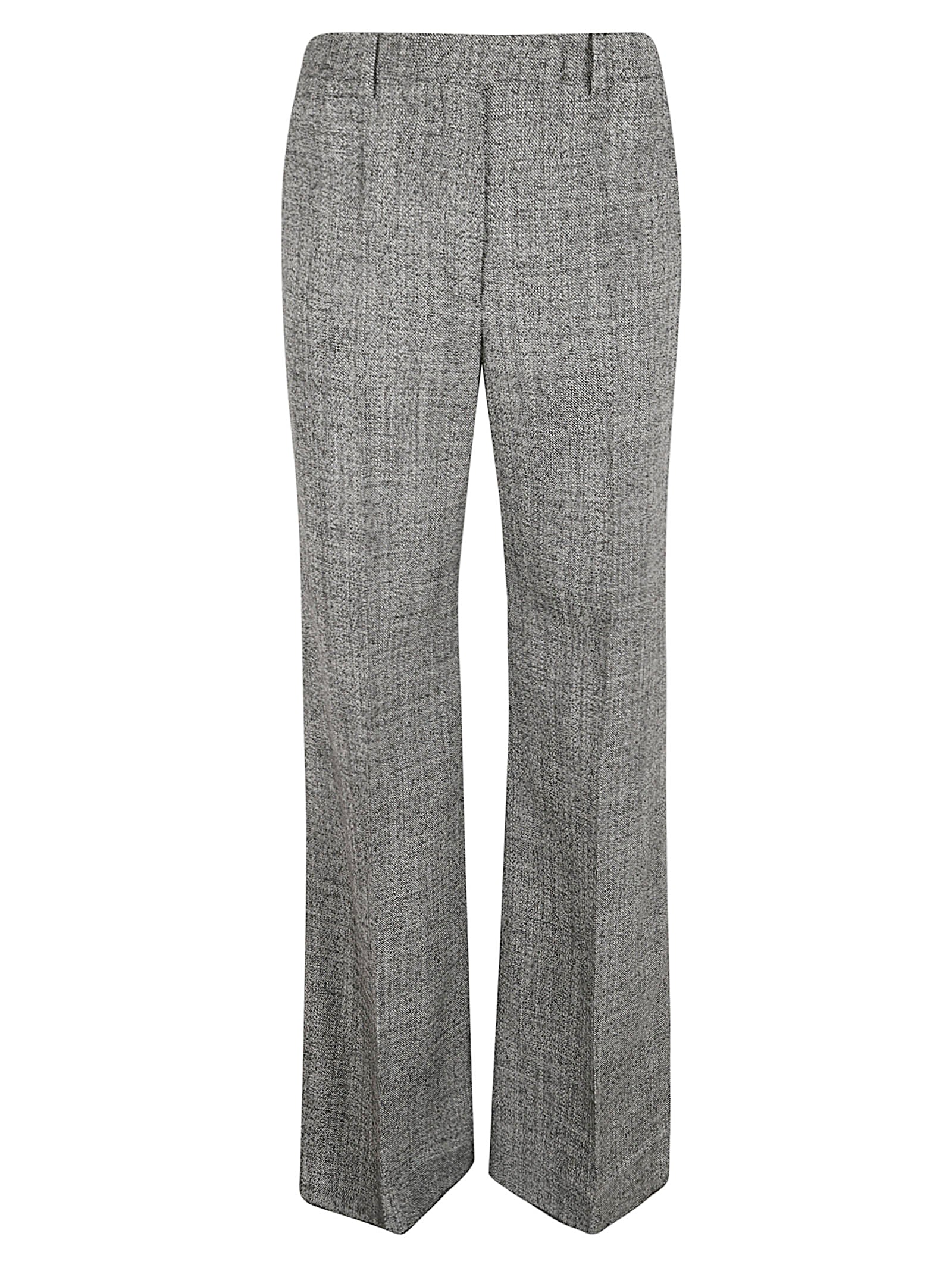 Flared White Trousers With Metal Closure